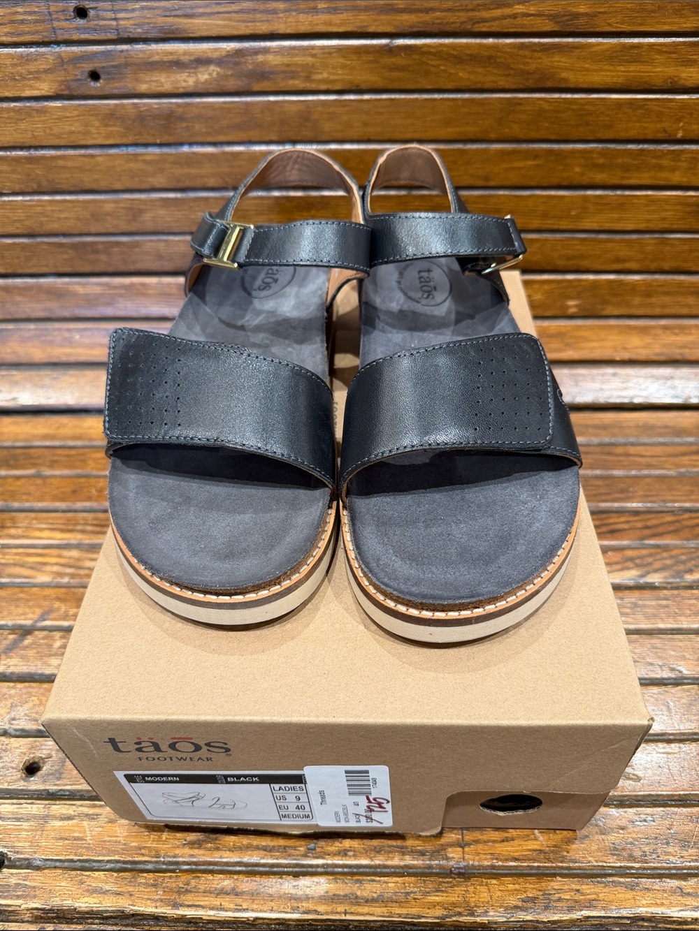 Taos Footwear Black Leather Backstrap  Modern Sandals